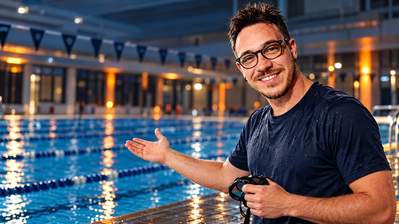 Emanuele Palumbo by the pool