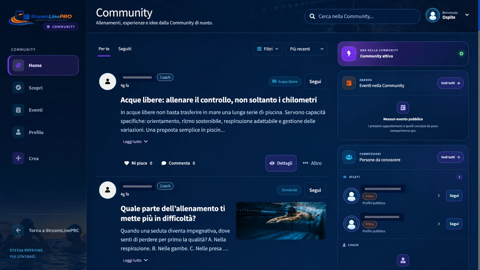 Streamline Pro Community preview with personal names hidden